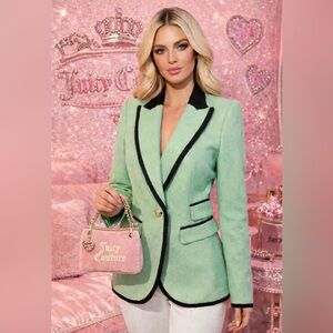 Juicy Couture Mint Green Blazer with Black Trim - vintage